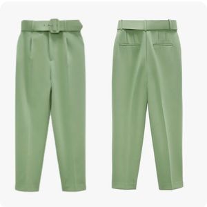 Zara Belt Pants Light Green